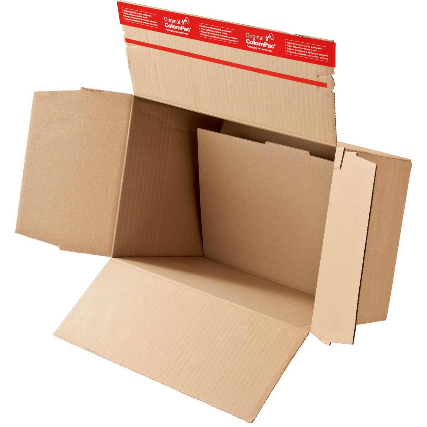 ColomPac doppelwelliger Blitzbodenkarton mit Selbstklebeverschluss und Aufreißfaden, braun, diverse Formate, 10 Stück/Packung