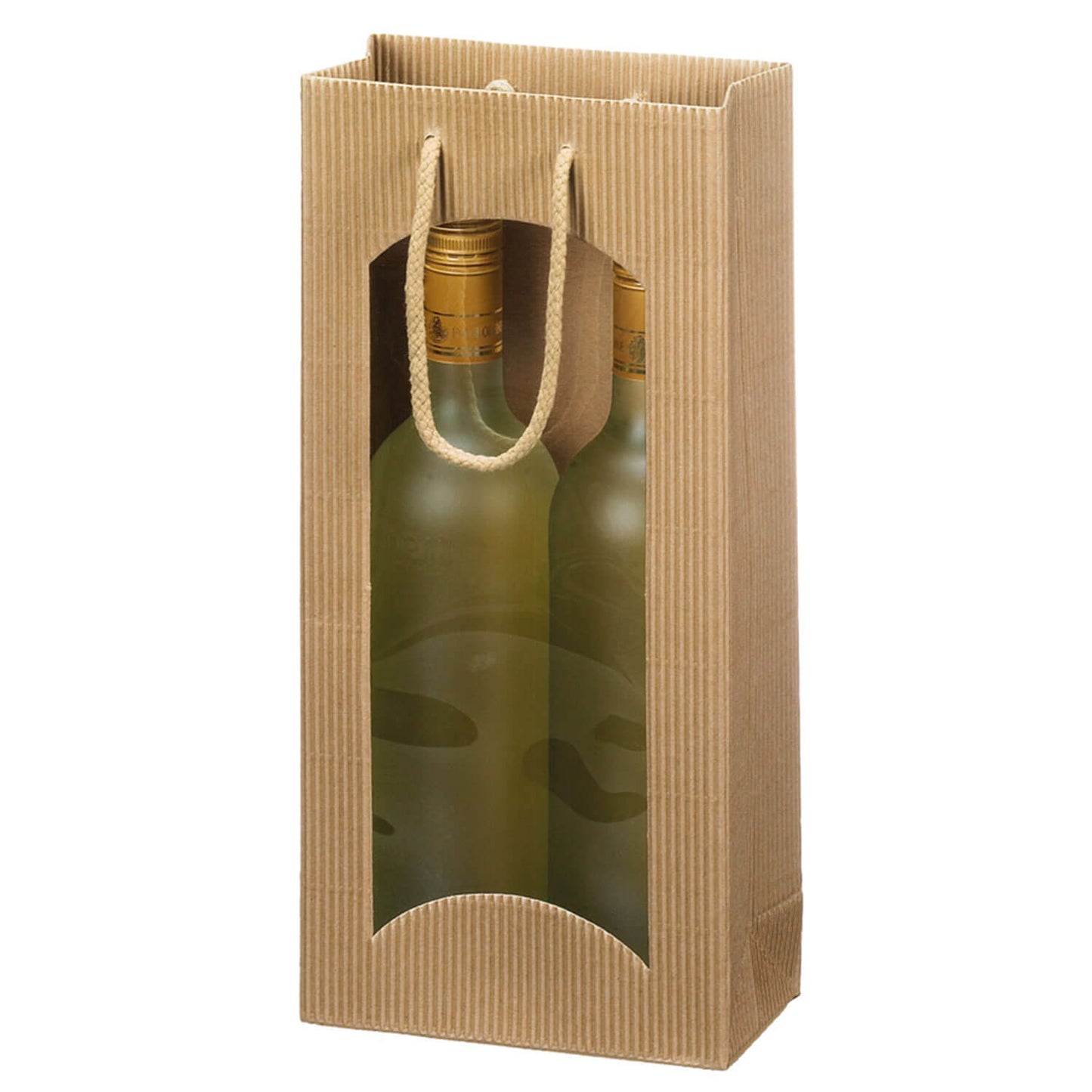 PRS-EP Flaschentragetasche mit Fenster im "OpenWave" Design für 1-3 Flaschen, Natur, 20 Stk./Pkg.