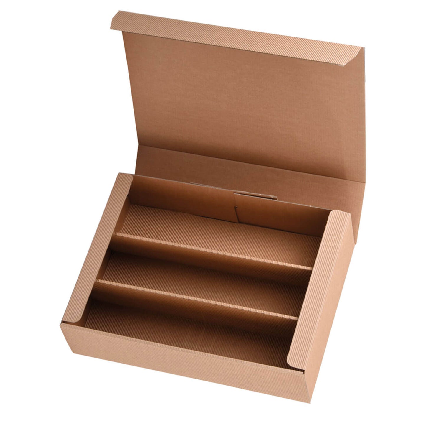PRS-EP Flascheneinlage für Flaschenklappschachtel im "OpenWave" Design für 3 Flaschen, 4 Farben, 25 Stk./Pkg.